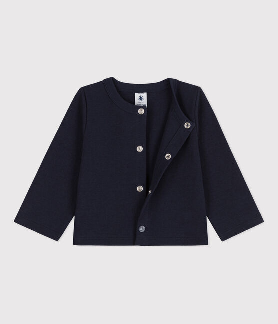 Cardigan bébé uni en jersey épais bleu SMOKING