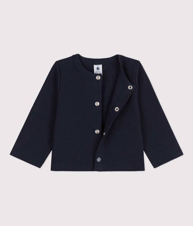 Cardigan b&eacute;b&eacute; uni en jersey &eacute;pais bleu marine