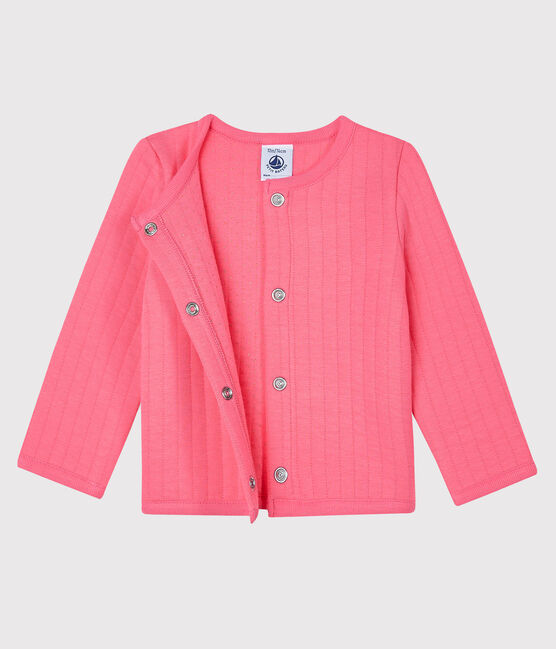 Cardigan bébé fille - garçon en tubique matelassé rose CUPCAKE