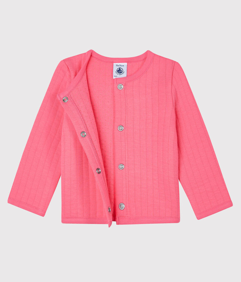 Cardigan b&eacute;b&eacute; fille - gar&ccedil;on en tubique matelass&eacute; rose