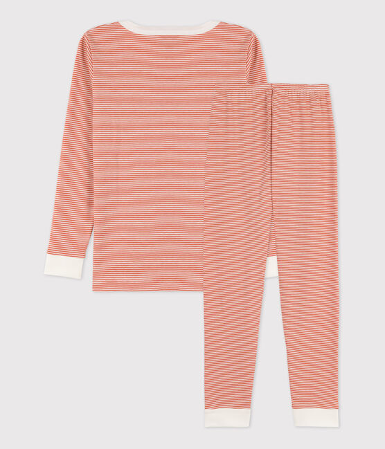 Pyjama ajusté milleraies en coton enfant rose BRANDY/blanc MARSHMALLOW