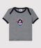 Tee-shirt manches courtes en coton bébé garçon bleu SMOKING/blanc MARSHMALLOW