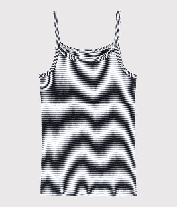 Chemise &agrave; bretelles iconique en coton ray&eacute; Femme bleu/blanc