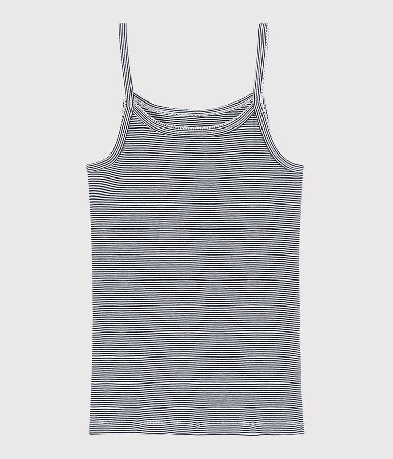 Chemise &agrave; bretelles iconique en coton ray&eacute; Femme bleu/blanc