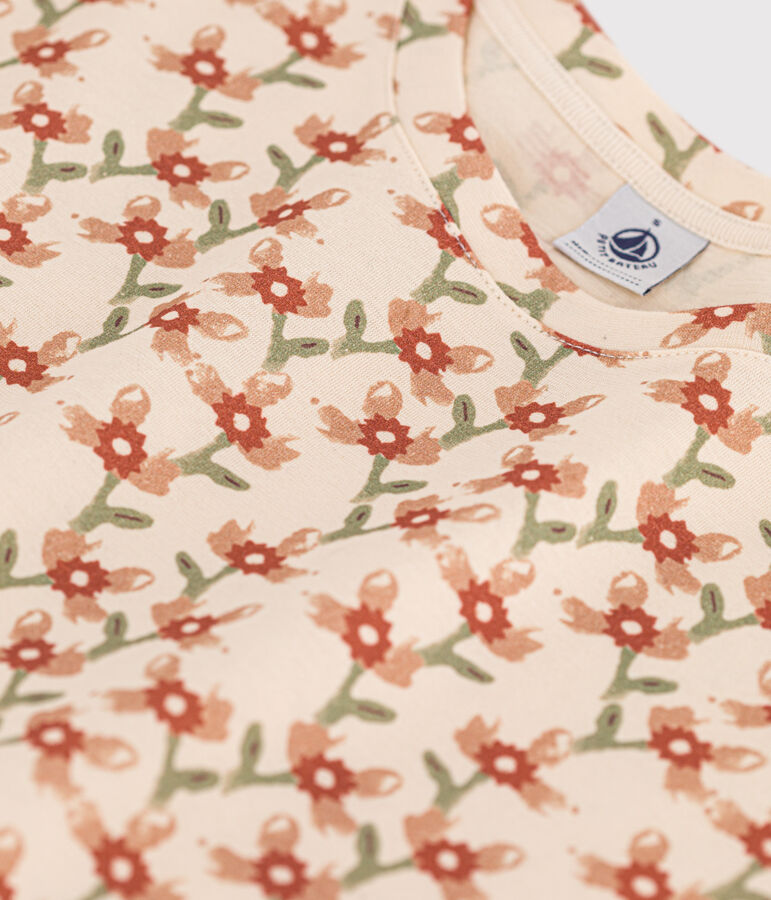 Tee-shirt LE DROIT col rond en coton Femme &eacute;cru/multicouleur