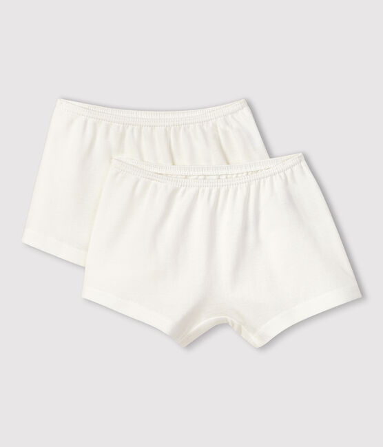 Lot de 2 shorties blancs petite fille en coton biologique variante 1