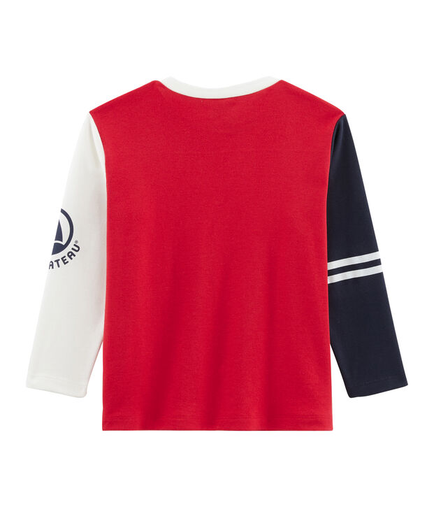 Tee shirt manches longues enfant gar&ccedil;on rouge/multicouleur
