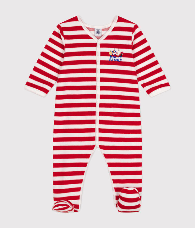 Pyjama de No&euml;l en velours b&eacute;b&eacute; rouge/blanc