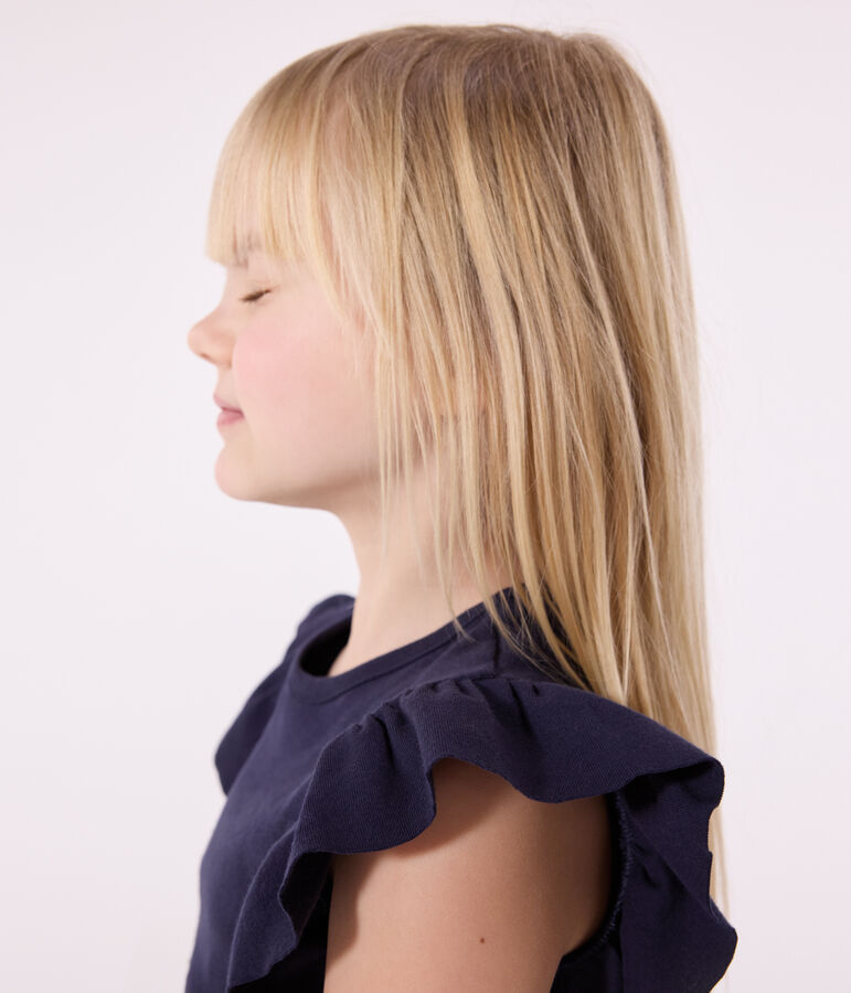 Tee-shirt en coton enfant fille bleu SMOKING