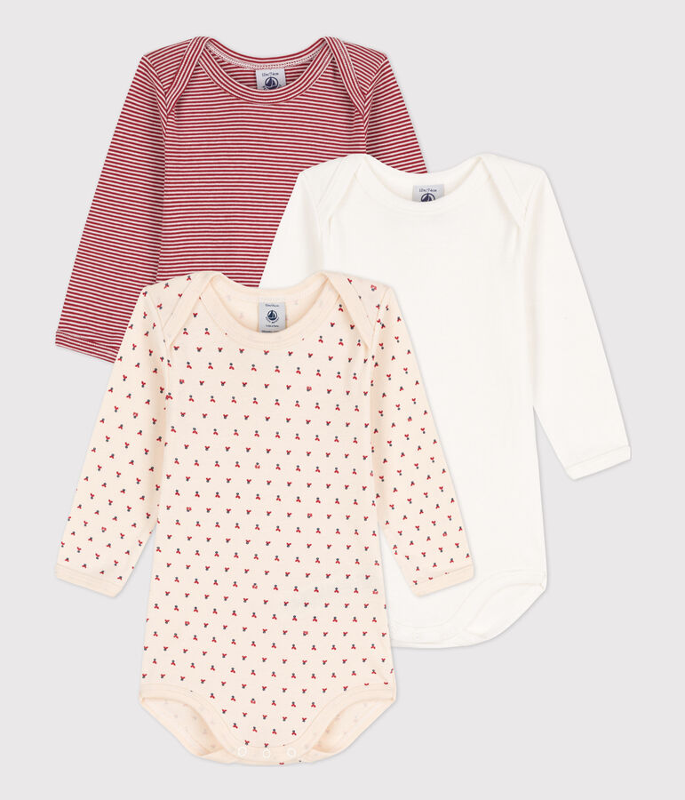Lot de 3 bodies manches longues b&eacute;b&eacute; en coton multicouleur