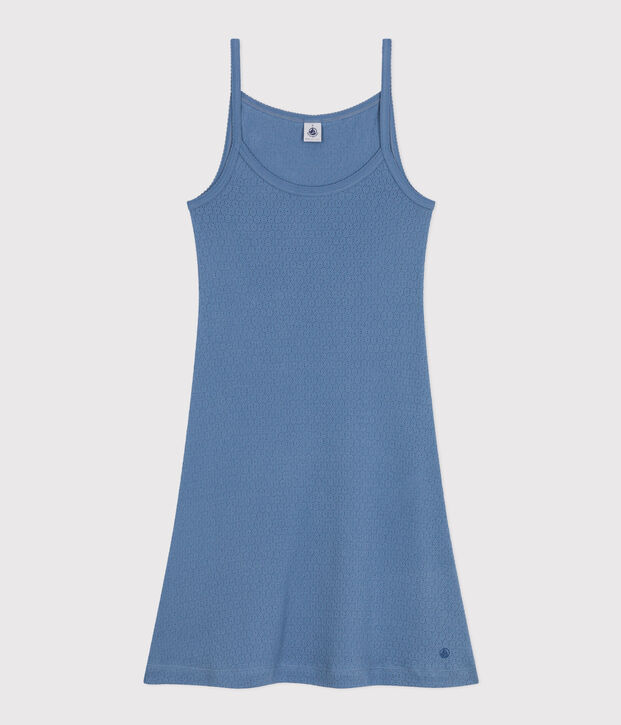 Nuisette en coton ajour&eacute; femme bleu