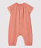 Combinaison longue unie en gaze de coton bio bébé rose PAPAYE