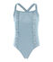 Maillot de bain 1 pièce enfant fille vert PINEDE/blanc MARSHMALLOW