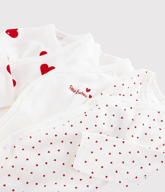 Lot de 3 bodies croisés cœur rouge manches longues bébé  variante 1