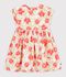 Robe enfant manches courtes en coton &agrave; fleurs blanc/multicouleur