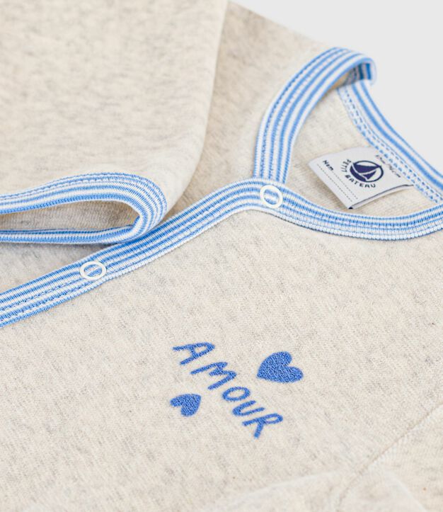 Pyjama b&eacute;b&eacute; en velours uni beige chin&eacute;
