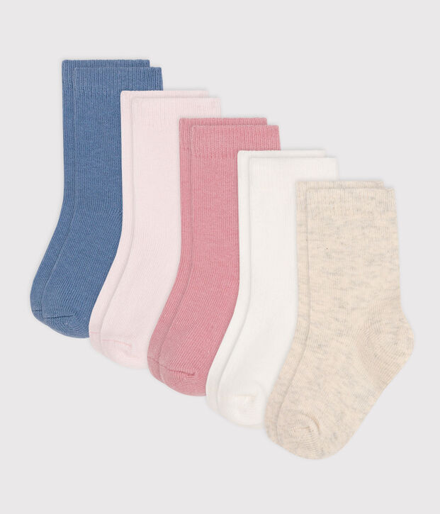 5 paires de chaussettes b&eacute;b&eacute; en coton unies multicouleur