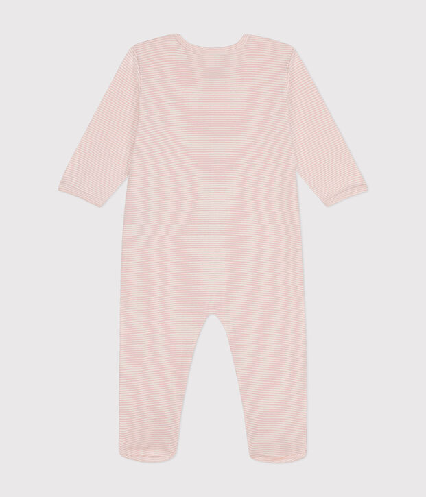 Pyjama en coton b&eacute;b&eacute; rose/blanc