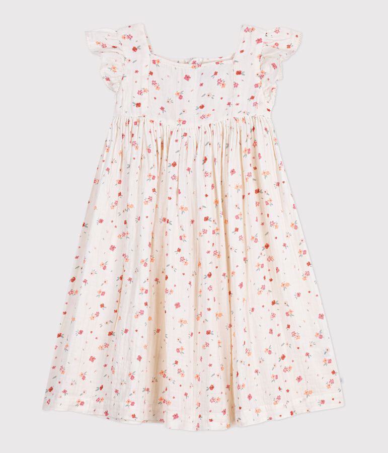 Robe sans manches enfant en coton imprim&eacute; blanc/multicouleur