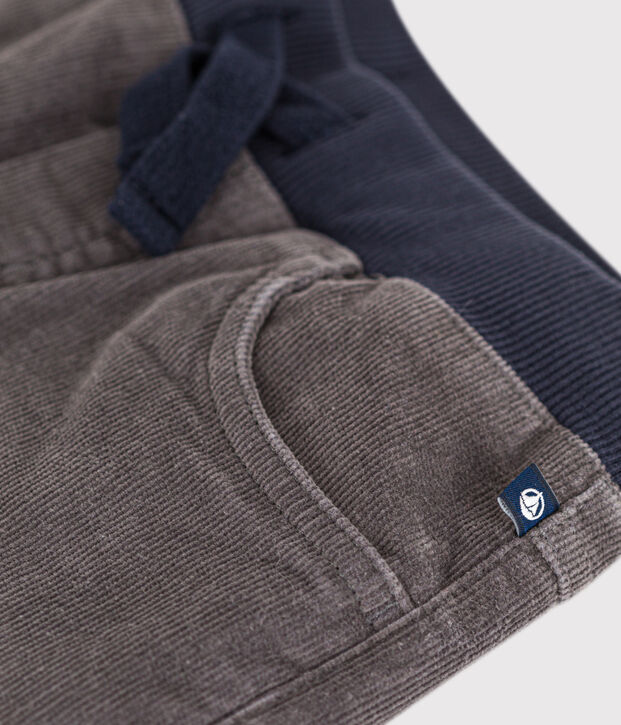 Pantalon droit en velours moyen enfant fille / gar&ccedil;on gris