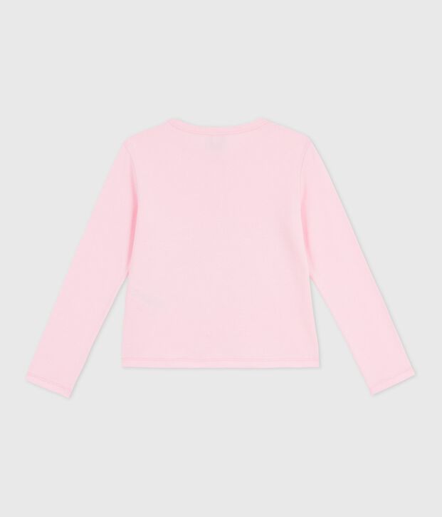 Cardigan enfant en coton uni rose clair