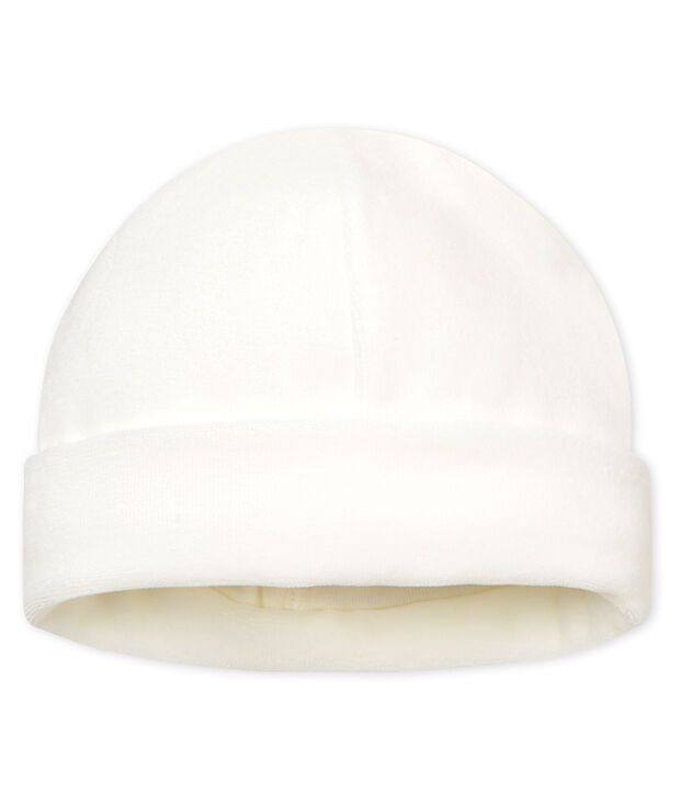 Bonnet naissance velours b&eacute;b&eacute; mixte blanc