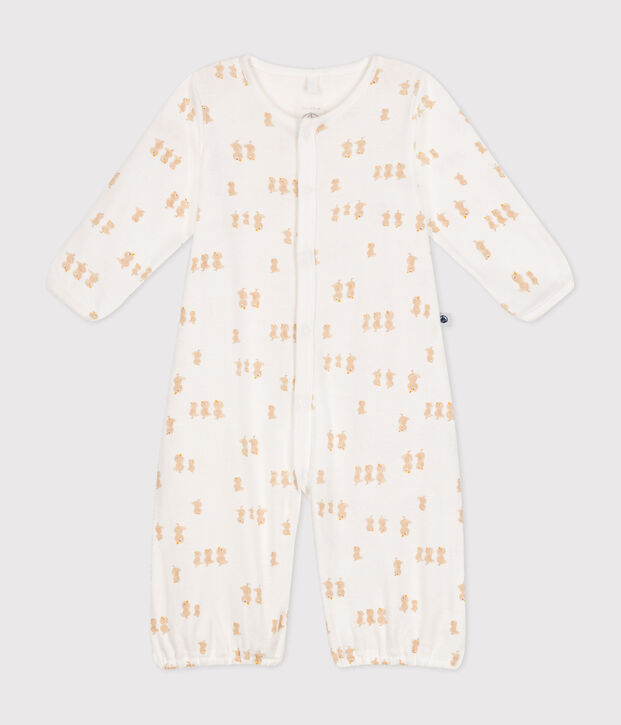 Combisac en coton b&eacute;b&eacute; blanc/gris