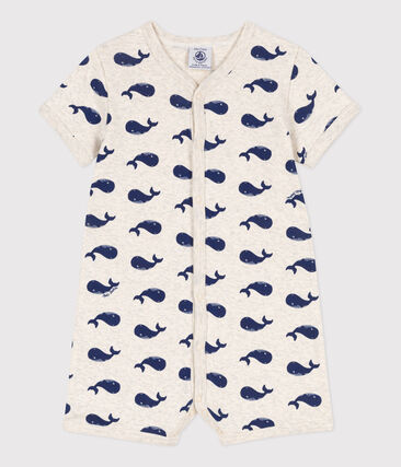 PETIT BATEAU - Combinaison courte baleines marines en coton bébé