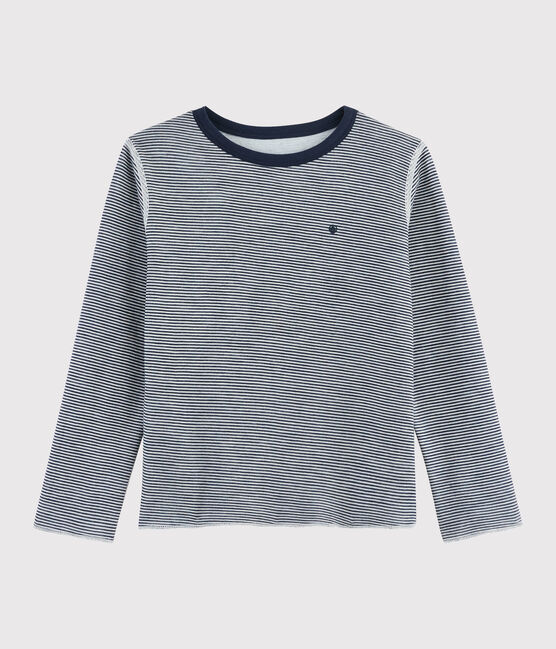 Tee-shirt réversible enfant garçon bleu SMOKING/blanc MARSHMALLOW