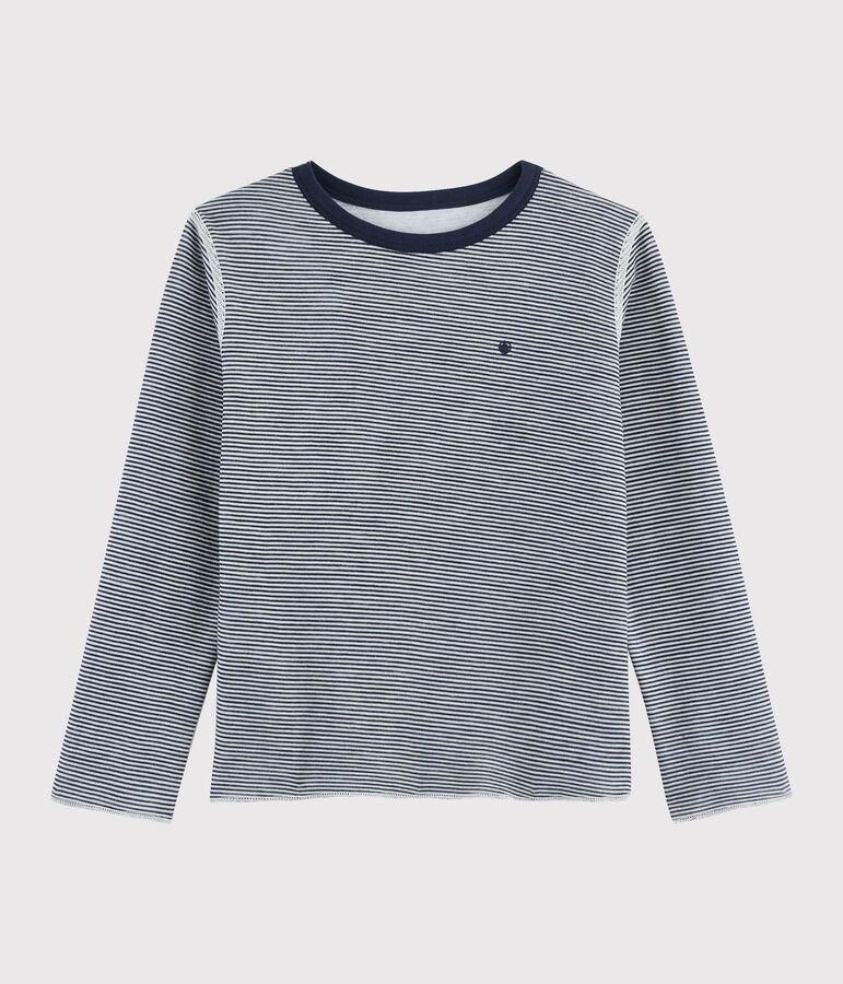 Tee-shirt r&eacute;versible enfant gar&ccedil;on bleu SMOKING/blanc MARSHMALLOW