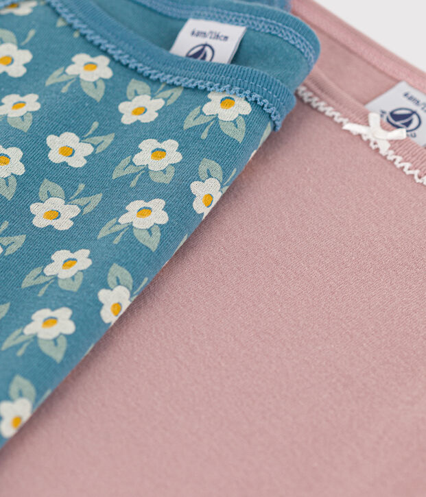 Lot de 2 chemises &agrave; bretelles fleur en coton petite fille multicouleur