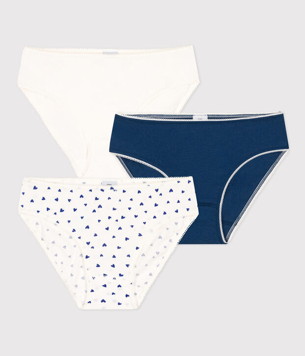 Lot de 3 culottes c&oelig;ur en coton et &eacute;lasthanne fille multicouleur