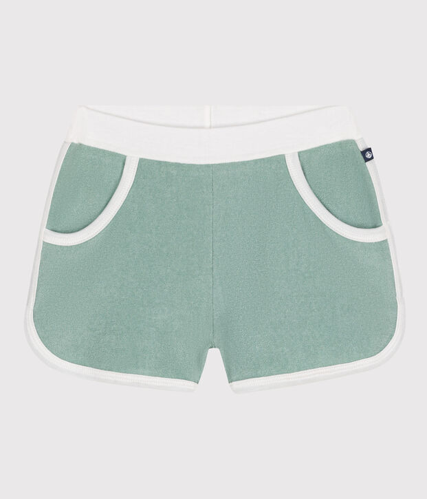 Short enfant en coton &eacute;ponge uni vert