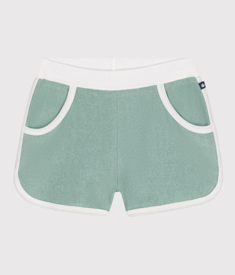 Short enfant en coton &eacute;ponge uni vert PAUL