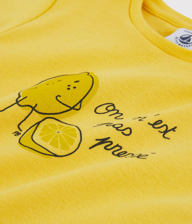 T-shirt manches courtes en coton enfant fille jaune