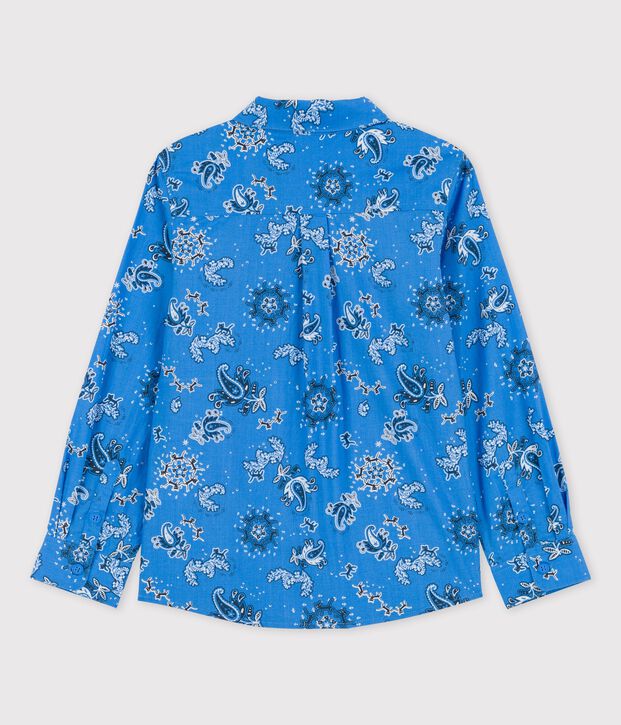 Chemise en popeline imprim&eacute;e enfant gar&ccedil;on bleu/multicouleur