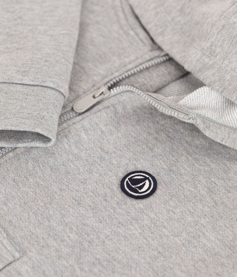 Sweatshirt zipp&eacute; &agrave; capuche en molleton enfant gar&ccedil;on gris CHATON CHINE
