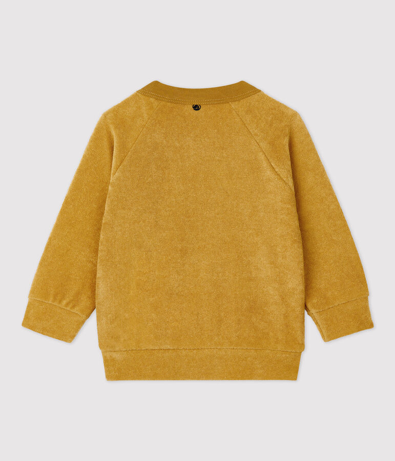Sweatshirt en bouclette &eacute;ponge b&eacute;b&eacute; jaune