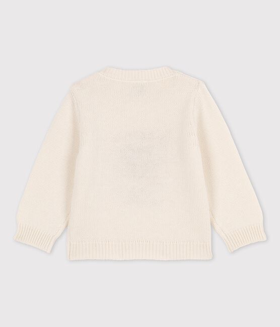 Pull en tricot en laine et coton bébé blanc MARSHMALLOW/blanc MULTICO