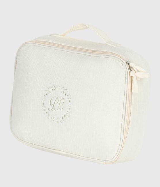 Valisette naissance en gaze de coton brodé blanc MARSHMALLOW