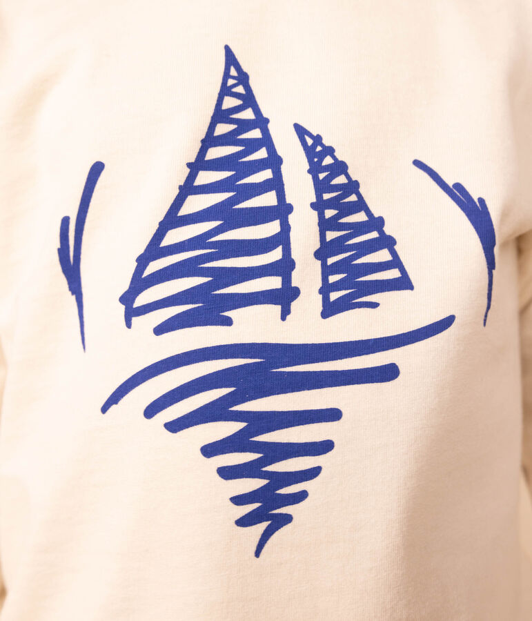 Tee-shirt manches longues en coton enfant fille / gar&ccedil;on &eacute;cru/multicouleur