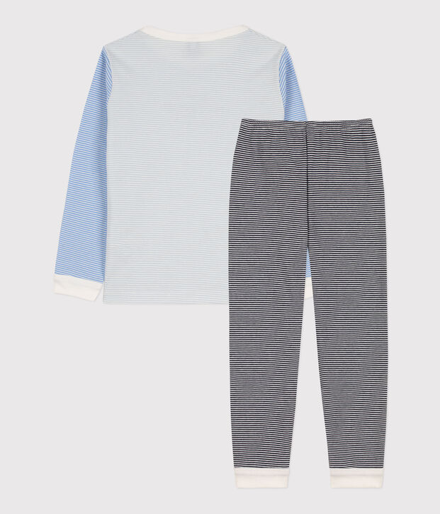 Pyjama milleraies tricolore en coton enfant bleu/multicouleur