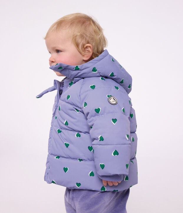 Doudoune b&eacute;b&eacute; en polyester imprim&eacute; animalier violet/multicouleur