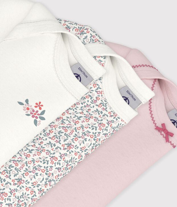 Lot de bodies manches courtes en coton imprim&eacute; &agrave; fleurs b&eacute;b&eacute; multicouleur