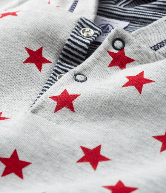 Sweatshirt à capuche bébé garçon en maille imprimée gris BELUGA/rouge TERKUIT CN