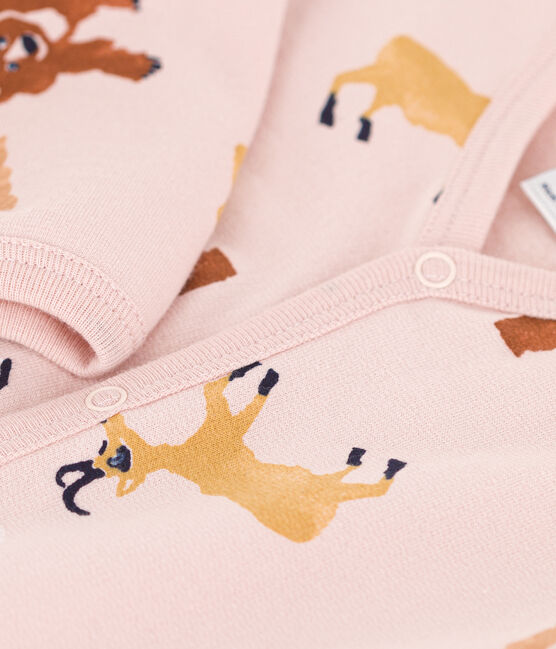 Pyjama bébé animaux en molleton rose SALINE/blanc MULTICO