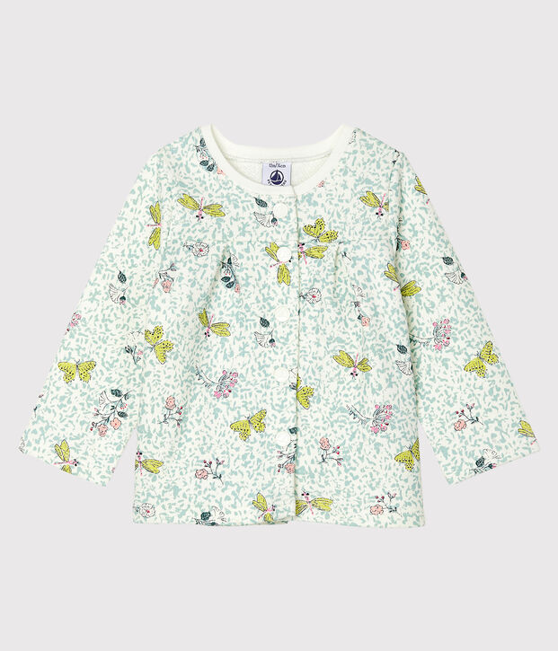 Cardigan b&eacute;b&eacute; fille en molleton imprim&eacute; blanc/multicouleur