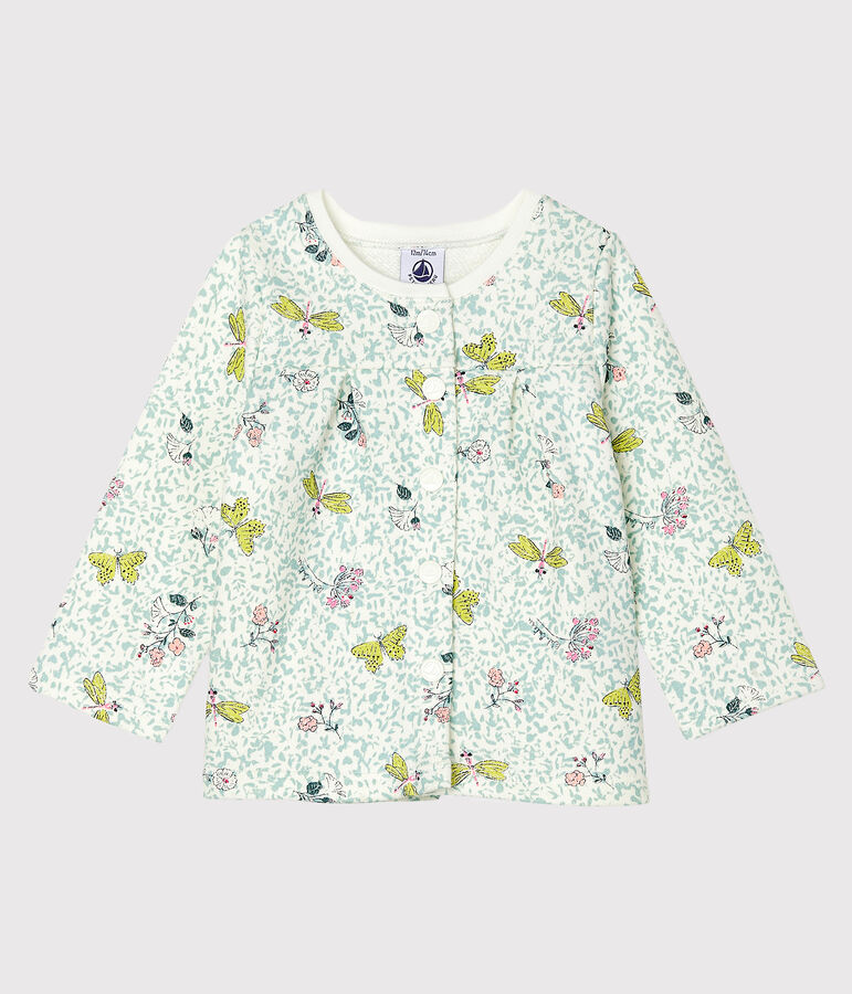 Cardigan b&eacute;b&eacute; fille en molleton imprim&eacute; blanc/multicouleur