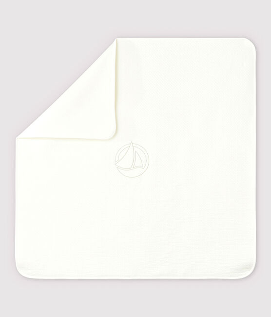 Couverture bébé en tubique en coton biologique blanc MARSHMALLOW