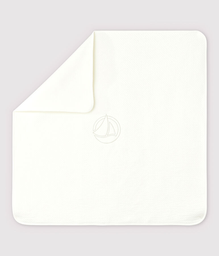 Couverture b&eacute;b&eacute; en tubique matelass&eacute; en coton biologique blanc MARSHMALLOW